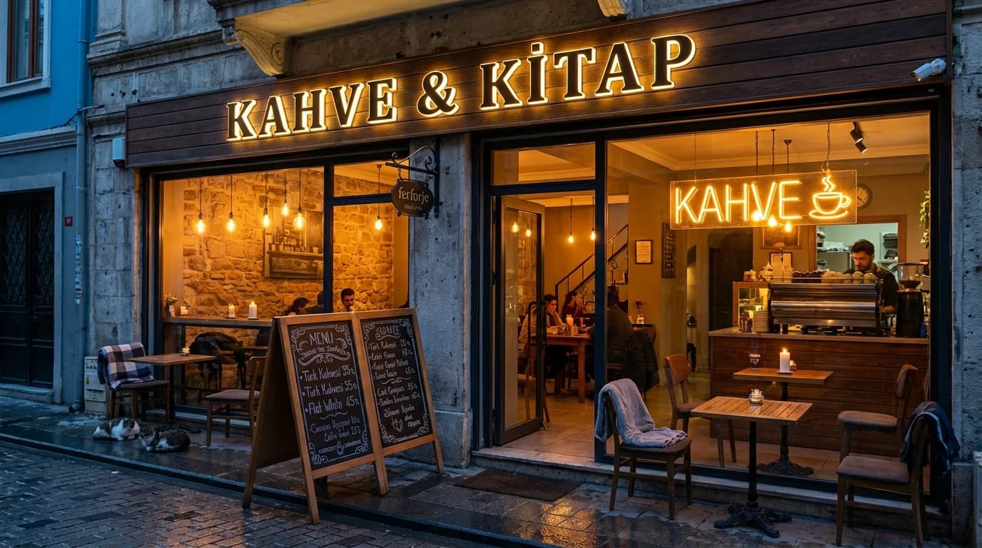 Hazır Cafe Tabelası İstanbul uygulama örneği — TabelaTR