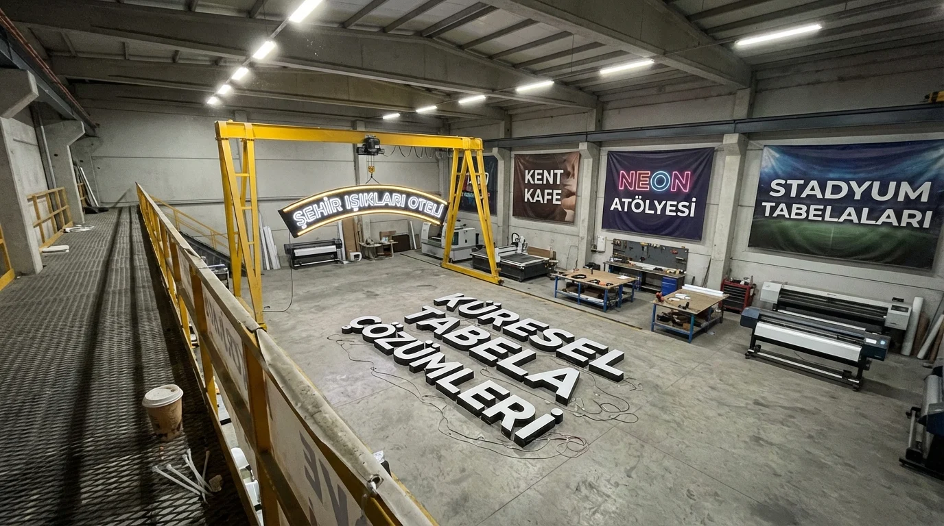 LED ve güç kaynağı kalite kontrolü yapılan tabela üretim atölyesi