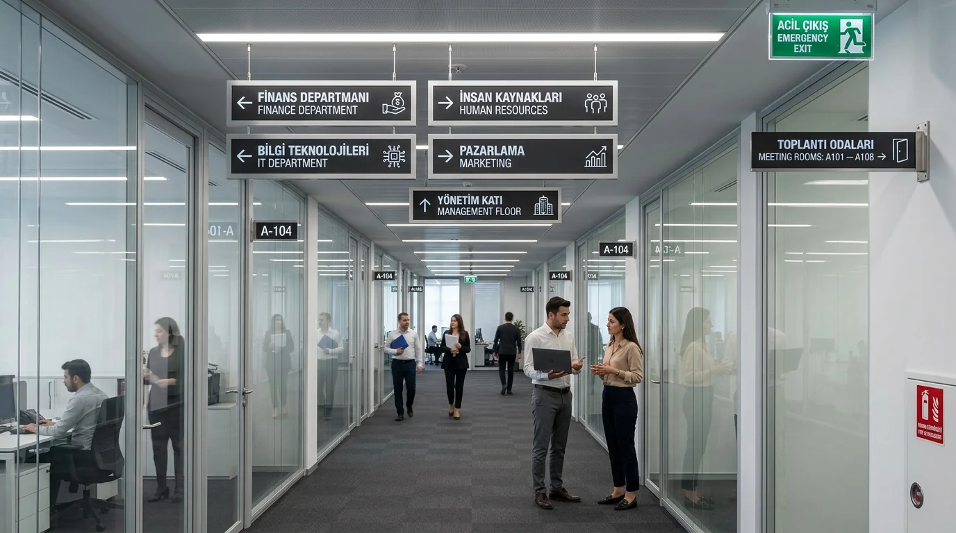 Ofis yönlendirme ve asansör dizin tabelası